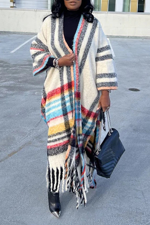 Fashion Striped Open Front Cardigan