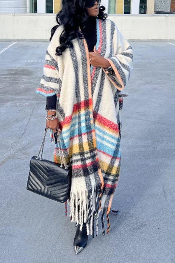 Fashion Striped Open Front Cardigan