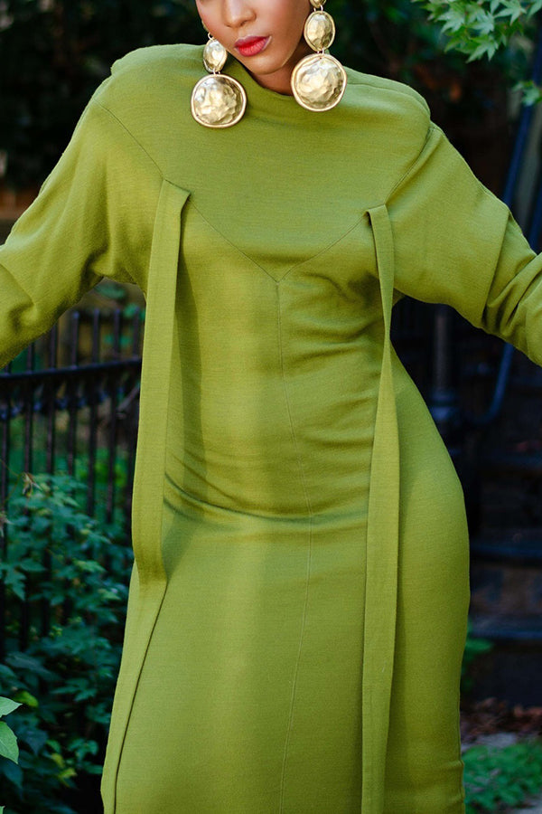 Vintage Round Neck Midi Dress
