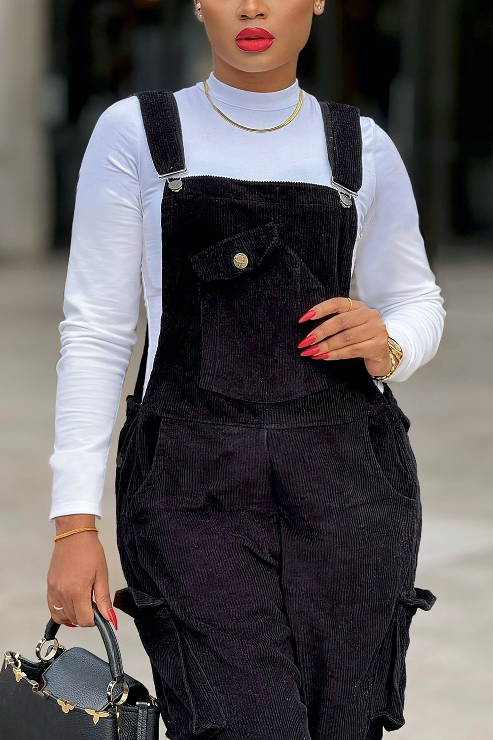 Casual Corduroy Multi Pocket Cargo Overalls