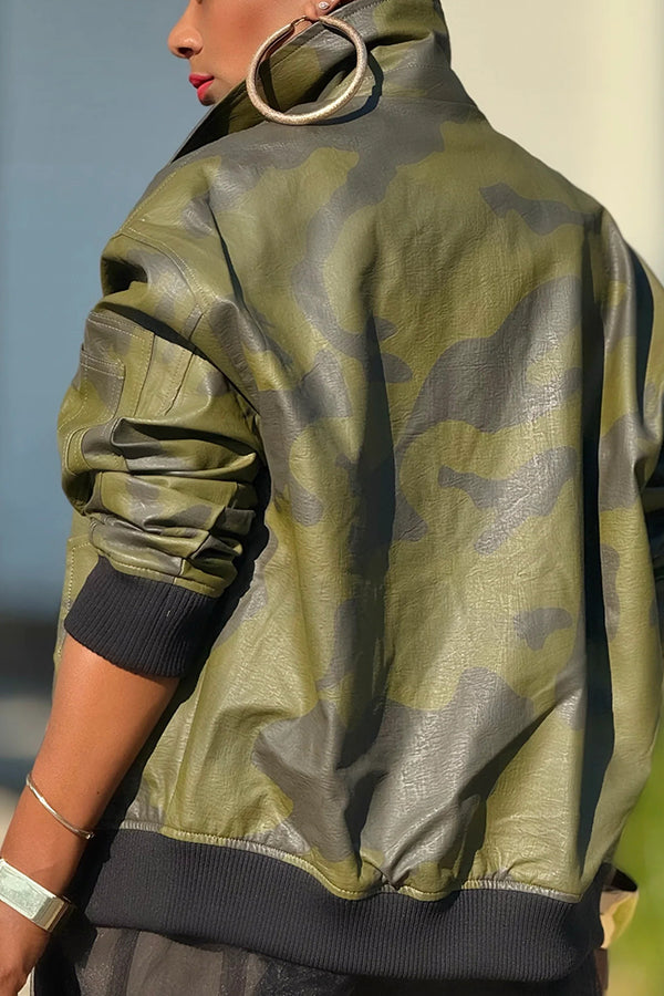 Vintage Vegan Leather Bomber Jacket