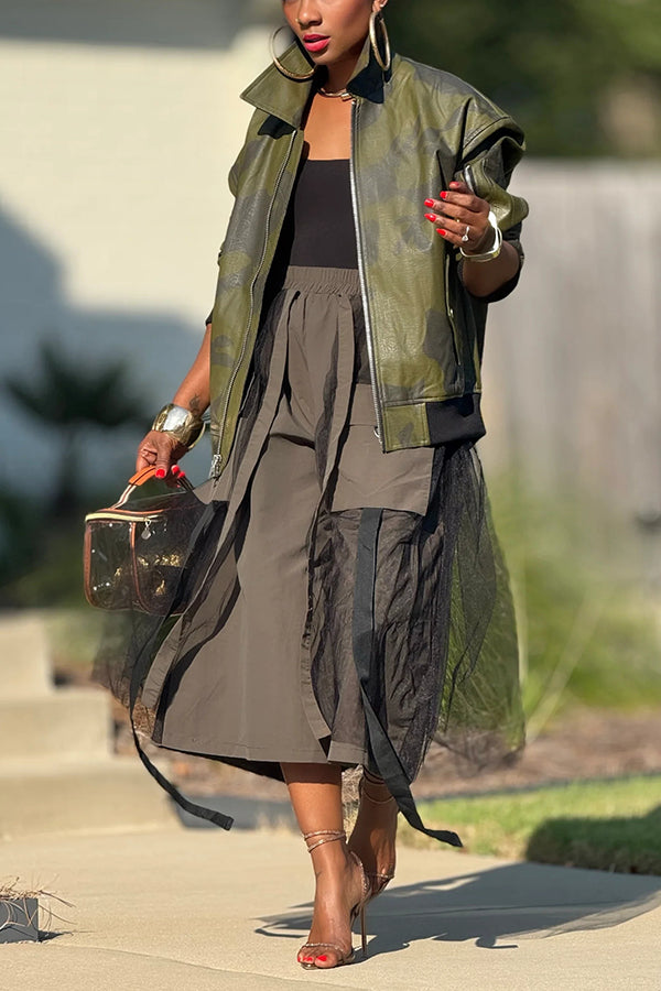 Vintage Vegan Leather Bomber Jacket