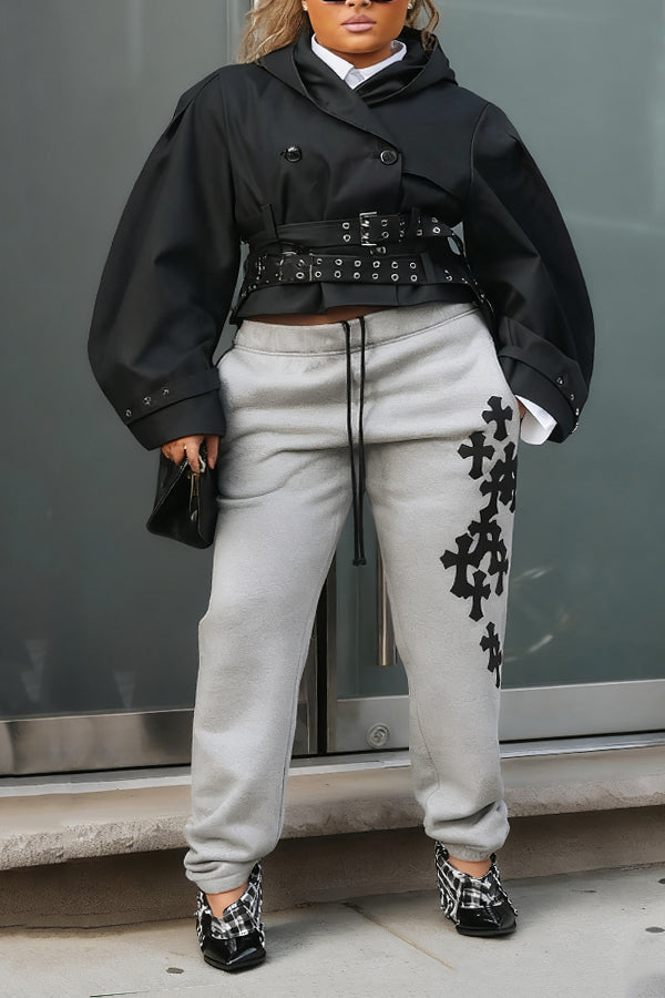 Versatile Double Belt Short Hooded Jacket
