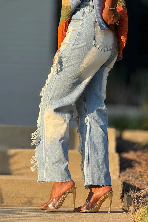 Unique Design Ripped Distressed Jeans