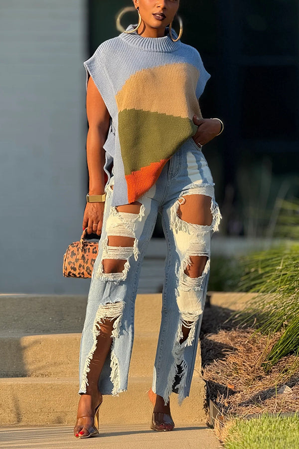 Unique Design Ripped Distressed Jeans