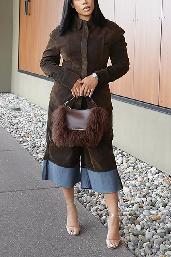 Retro Jacket & Cuffed Wide Leg Ankle Pants Set