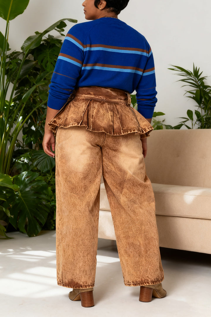 Stylish Pleated Side Zipper Jeans