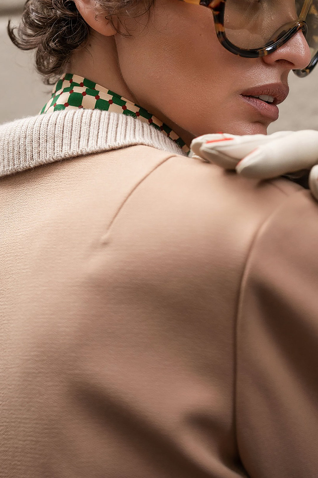 Elegant Lapel Bow Knitted Patchwork Jacket