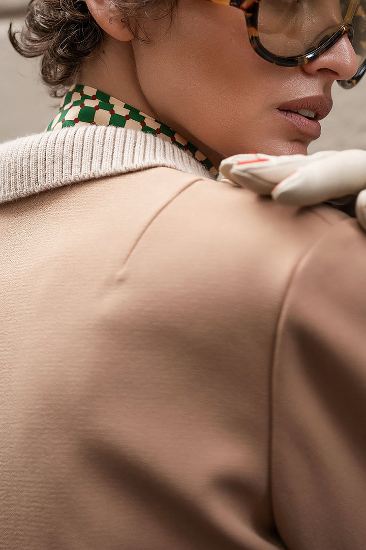 Elegant Lapel Bow Knitted Patchwork Jacket