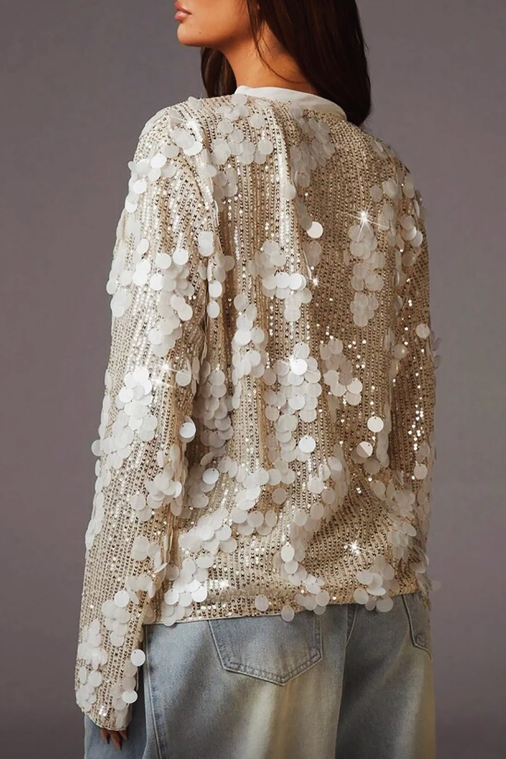 Luxurious Deep V-neck Sequined Tied Top