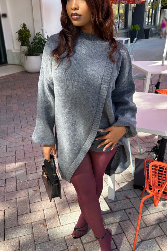 Stylish Cross Slit Front Sweater & Shorts Set