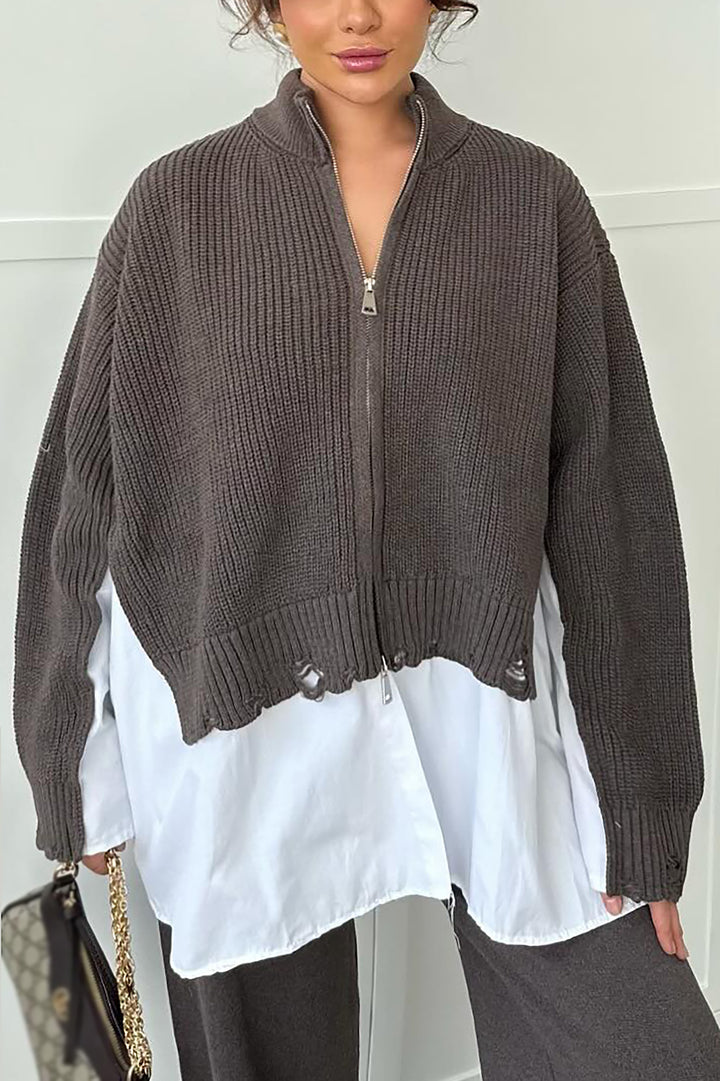 Cozy Patchwork Sweater & Wide Leg Pants Set