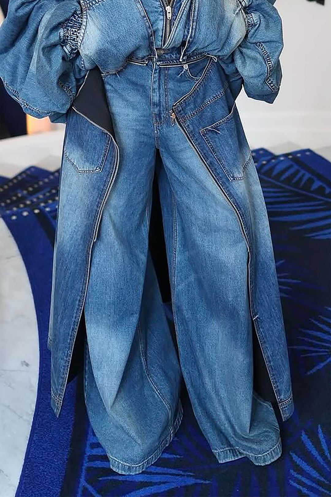 Cool Patchwork High Waist Wide Leg Jeans