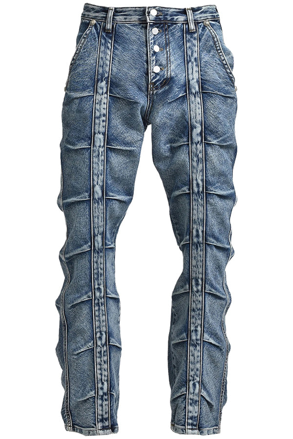 Street Style Button Front Ruched High Waist Jeans
