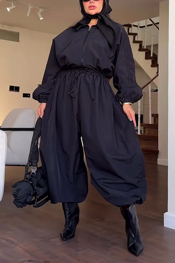 Edge Short Jacket & Drawstring Waist Pants Set