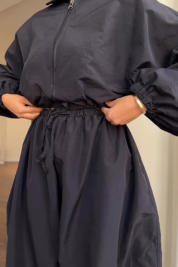 Edge Short Jacket & Drawstring Waist Pants Set