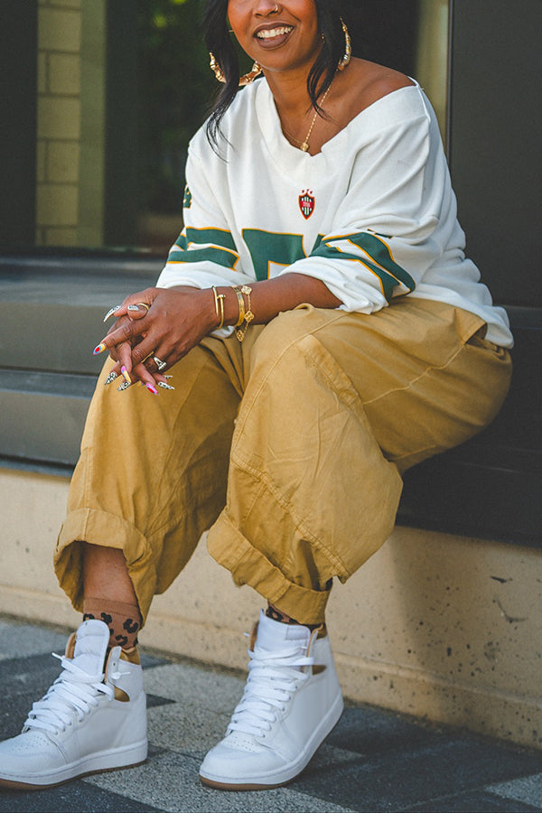 Baggy Drawstring Waist Pocket Wide Leg Pants