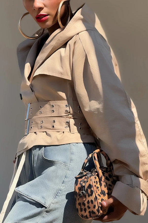 Casual Double Breasted Belted Hooded Trench