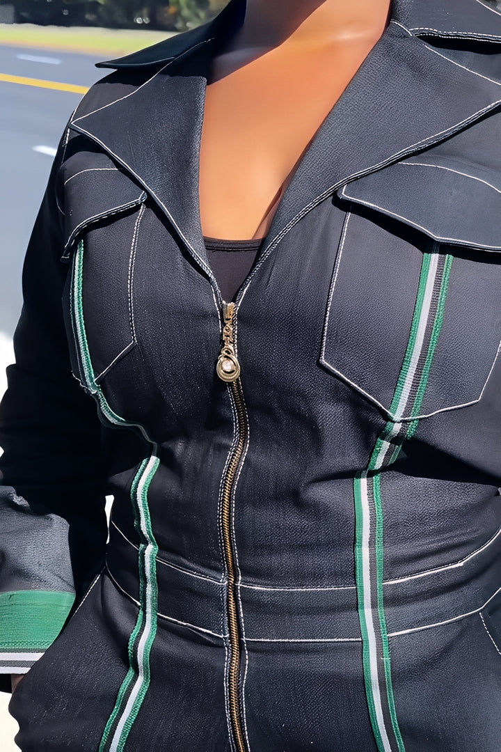 Relaxed Lapel Seam Detail Wide Leg Jumpsuit