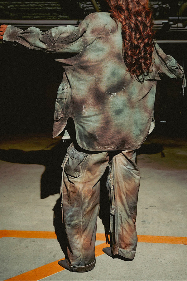 Urban Tie Dye Multi Pocket Drawstring Detail Jacket