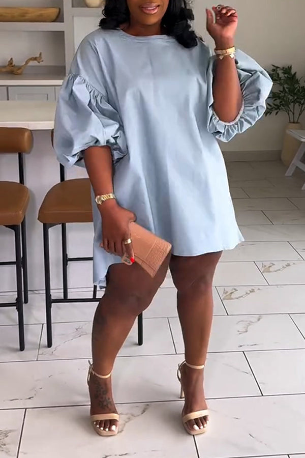 Casual Loose Puff Sleeve Dress
