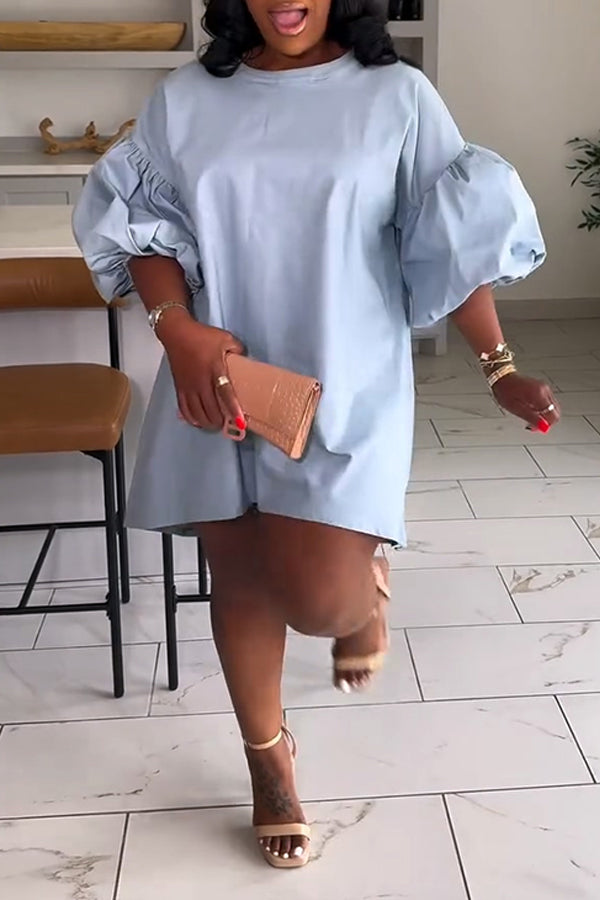 Casual Loose Puff Sleeve Dress