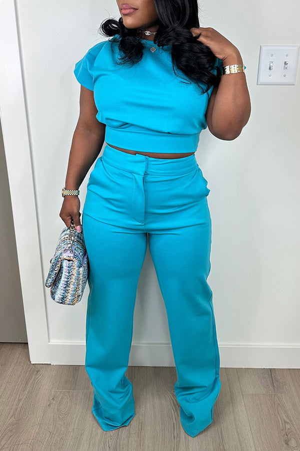 Stylish Cap Sleeve T-shirt & Pants Set