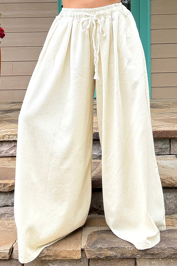 Drawstring Casual Wide Leg Pants