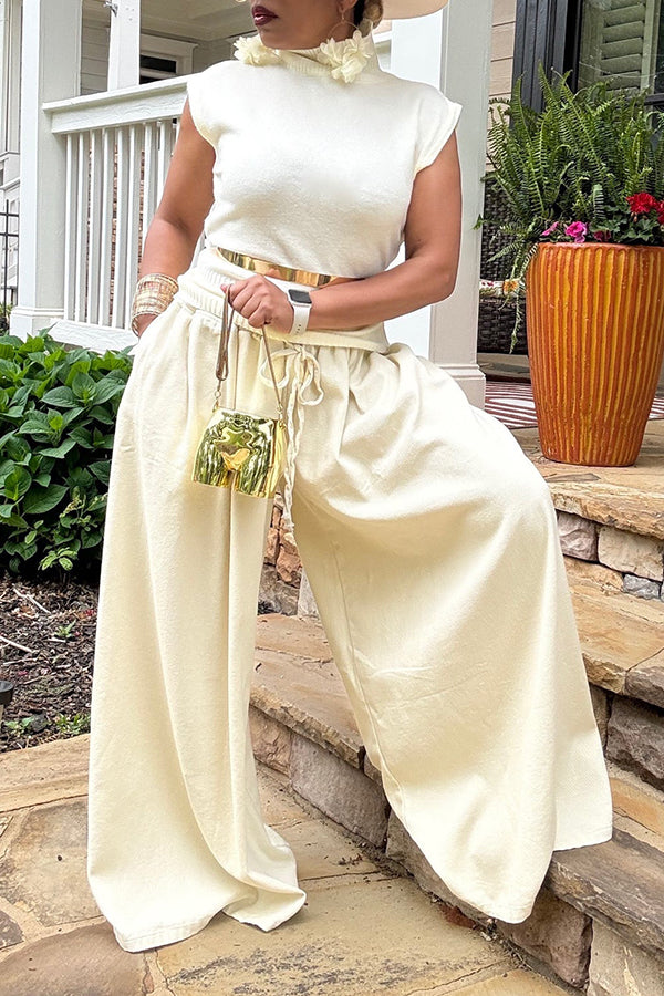 Drawstring Casual Wide Leg Pants