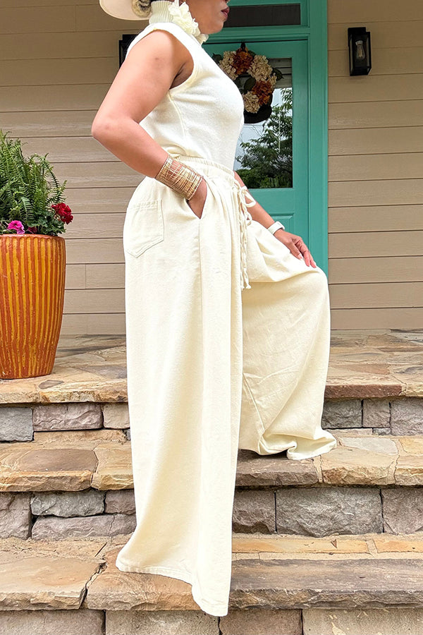 Drawstring Casual Wide Leg Pants
