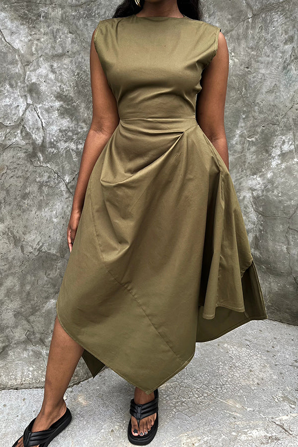 Stylish Folded Asymmetrical Hem Dress