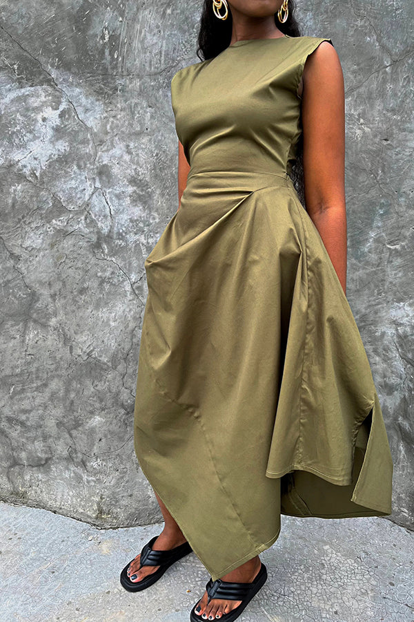 Stylish Folded Asymmetrical Hem Dress