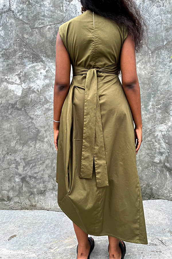 Stylish Folded Asymmetrical Hem Dress