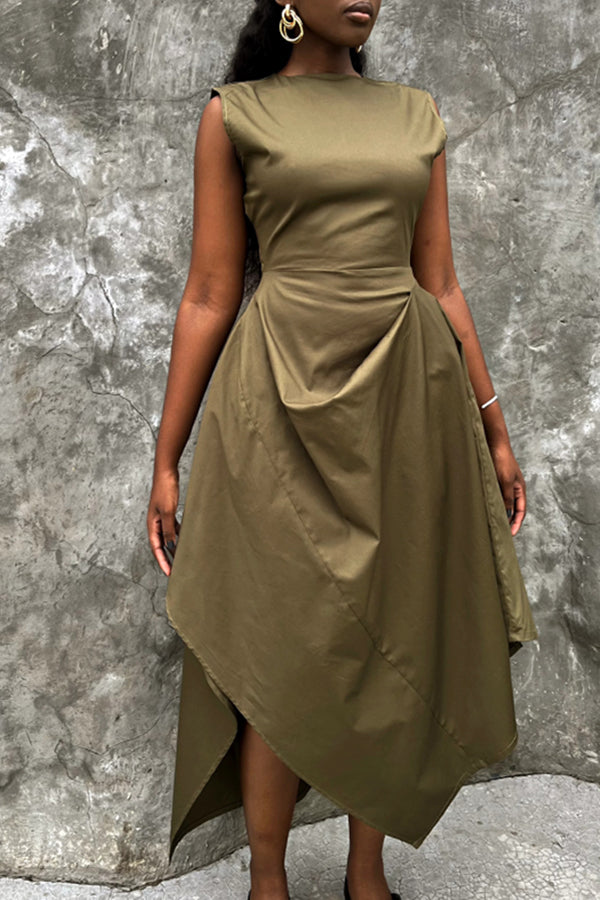Stylish Folded Asymmetrical Hem Dress