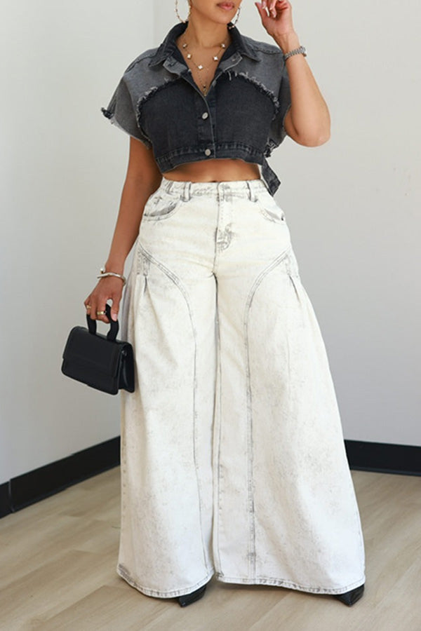 Stylish High-waisted Pleated Wide Leg Pants