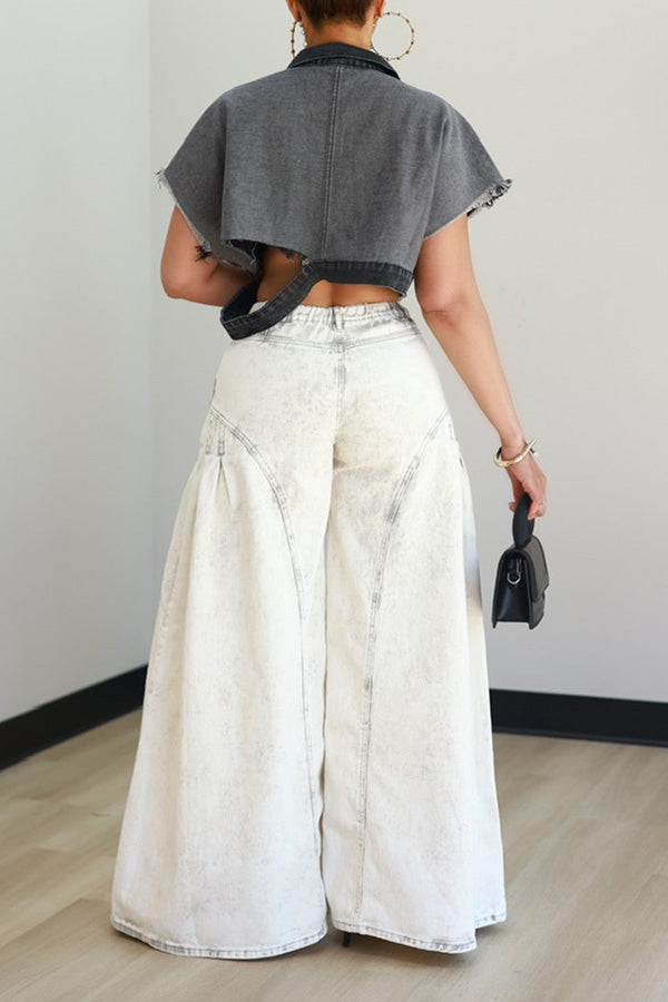 Stylish High-waisted Pleated Wide Leg Pants