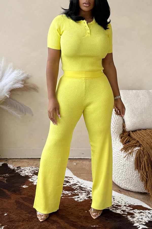Chic Short Sleeve Top & Pants Set