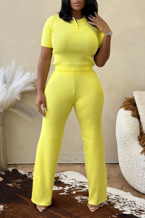 Chic Short Sleeve Top & Pants Set
