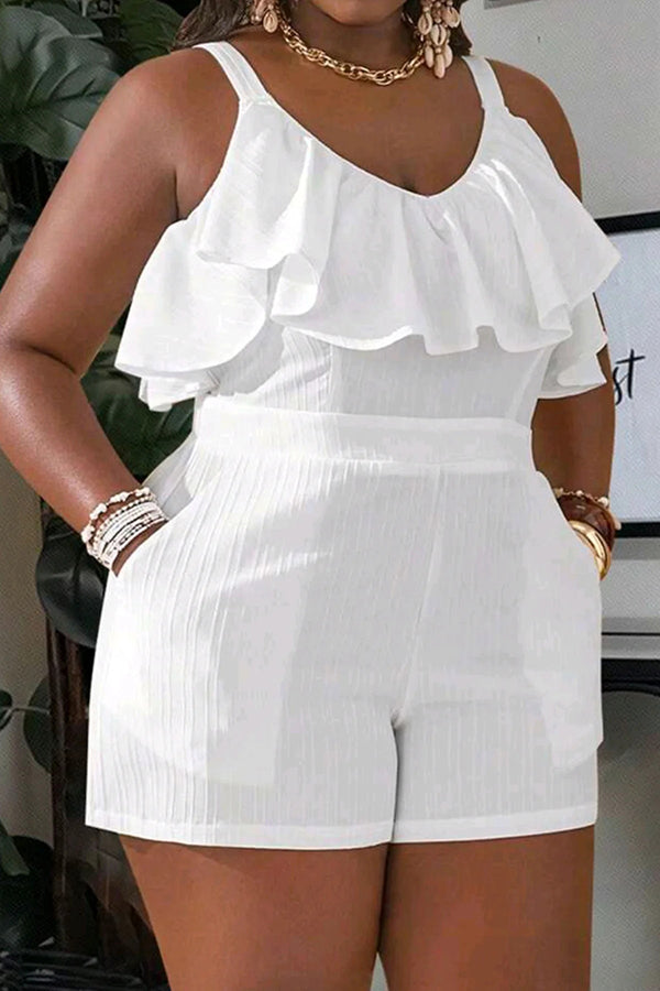 Vacation Strappy Ruffled Straight-leg Romper