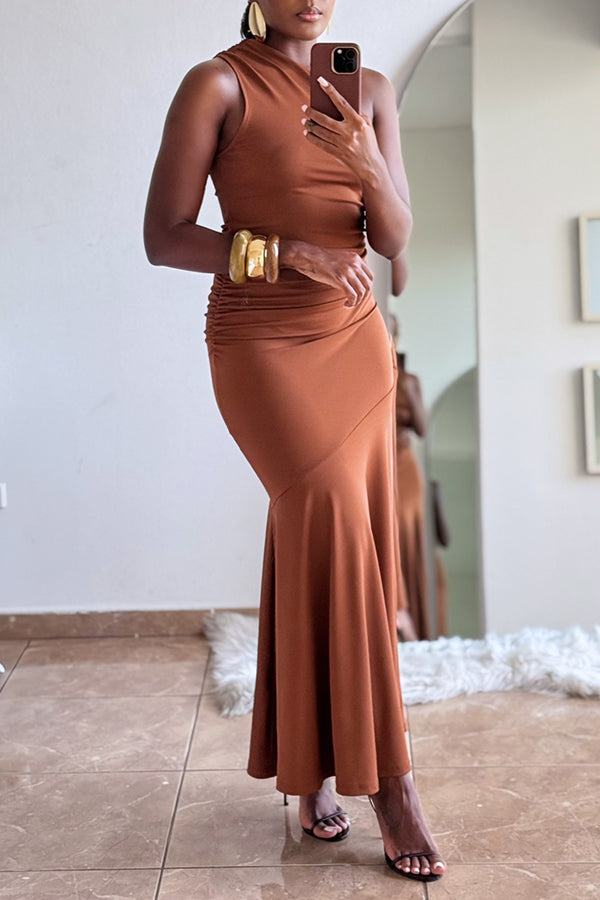 Elegant One Shoulder Ruched Dress