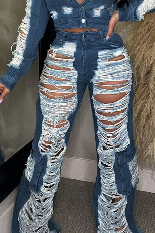 Stylish Unique Design Ripped Jeans