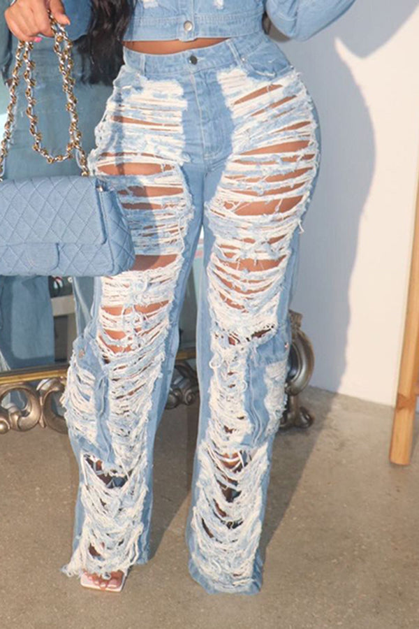 Stylish Unique Design Ripped Jeans