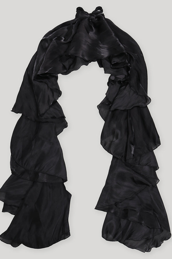 Stylish Satin Loose Ruffle Cape*