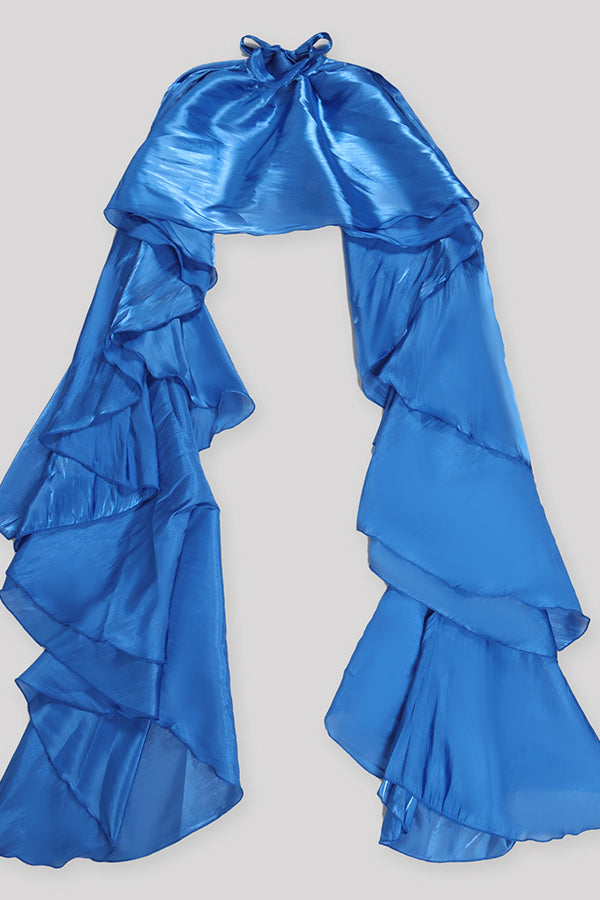 Stylish Satin Loose Ruffle Cape*