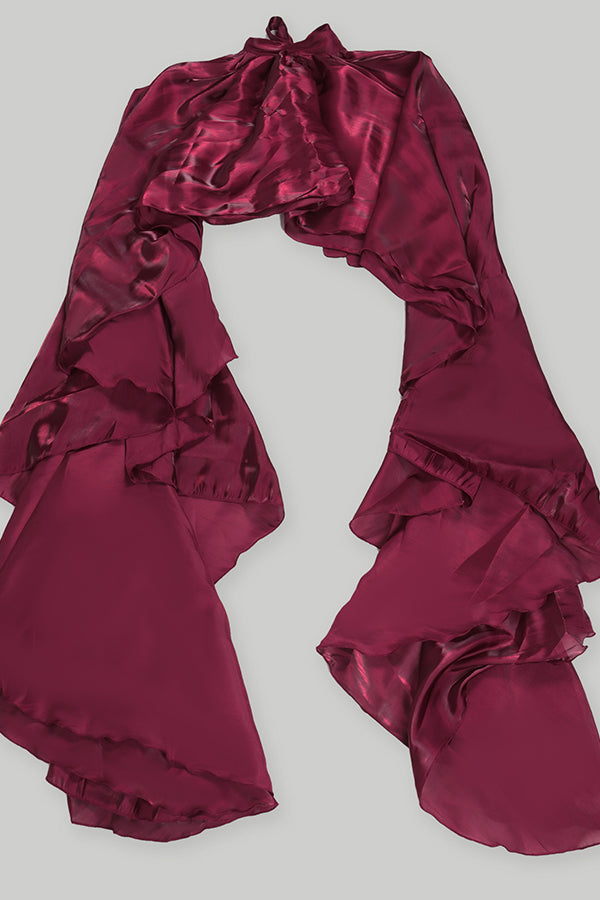 Stylish Satin Loose Ruffle Cape*