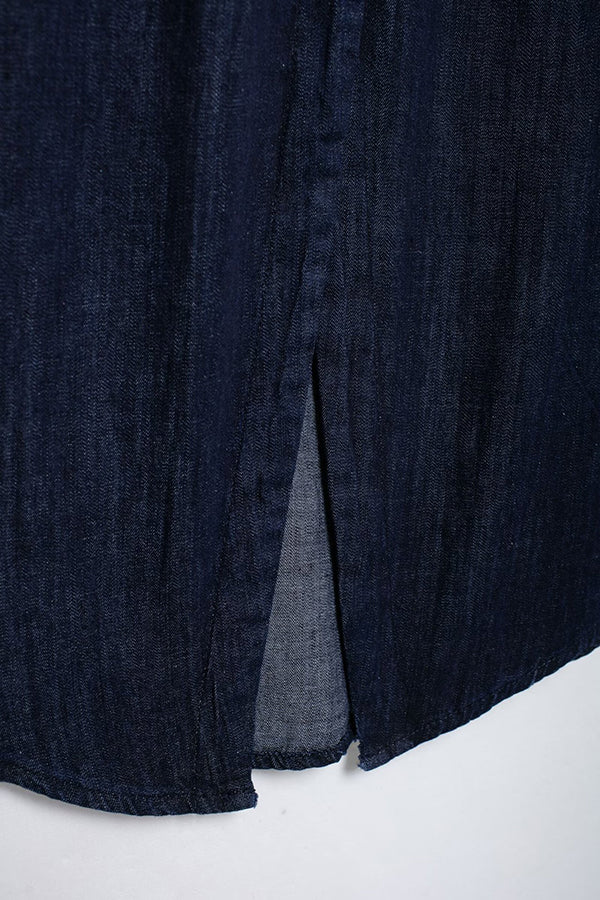 Fashionable And Simple Slit Design Denim Shirt*
