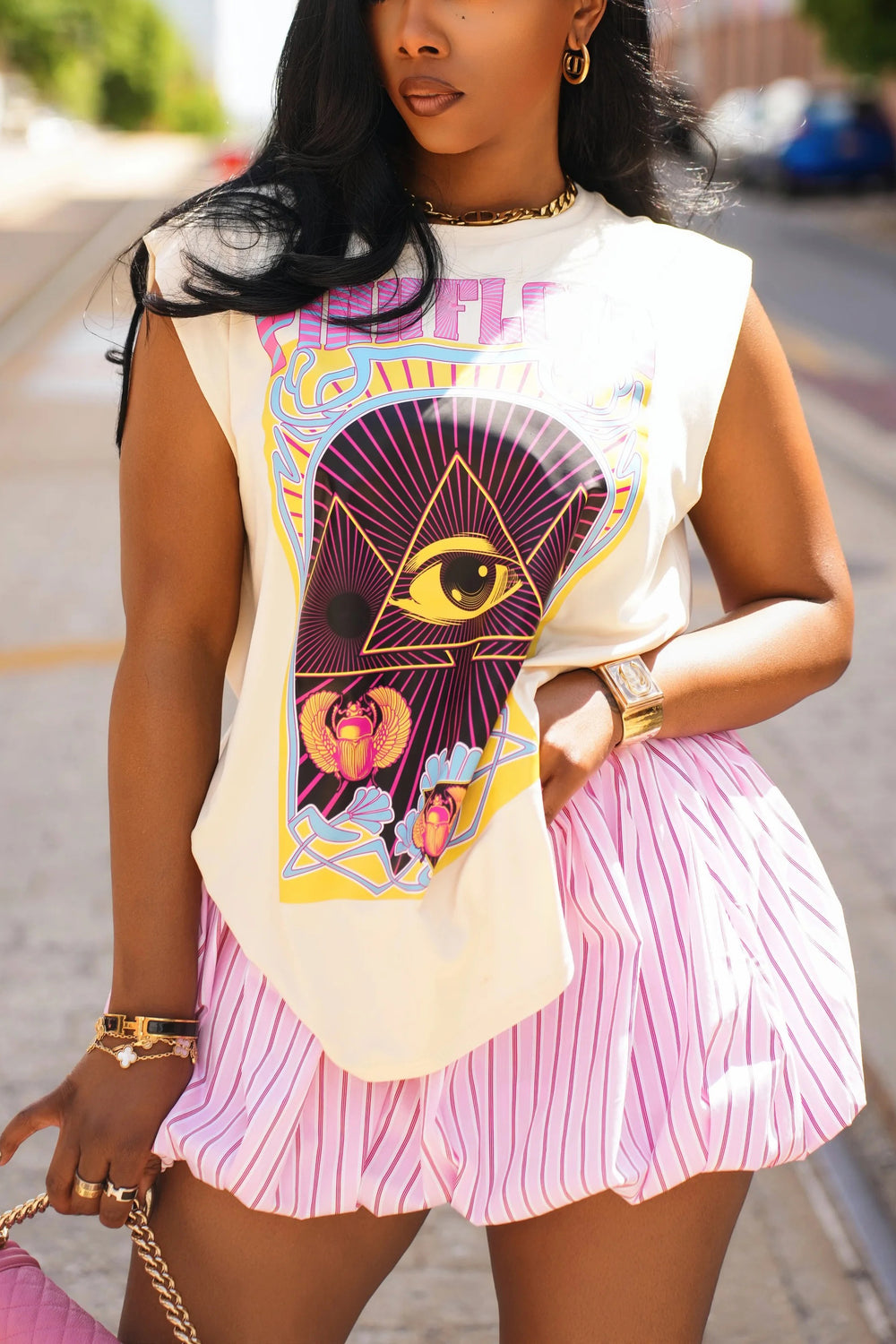 Street Letters Eyes Abstract Print Vest*