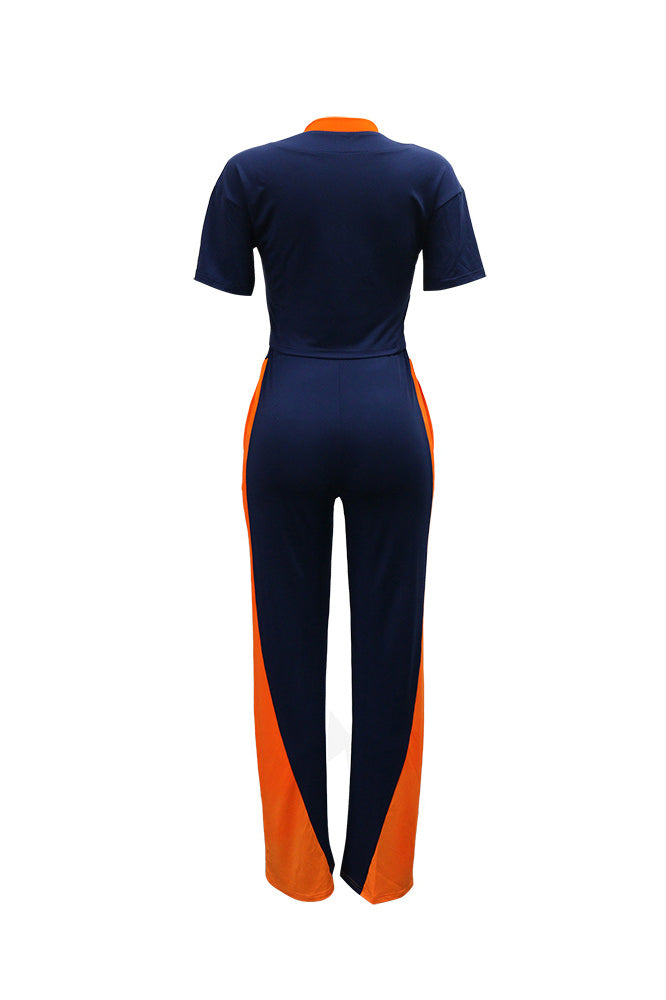 Sports Digital Print Top & Colorblock Pants Set*
