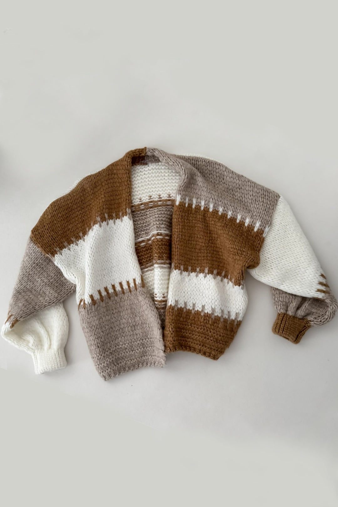 Casual Chunky Knit Rainbow Contrast Cardigan*