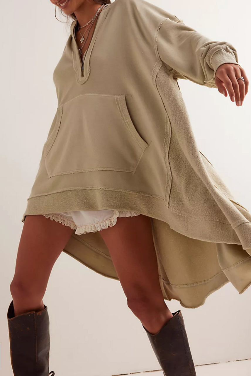 Casual Loose High Low Hem Hoodie*